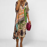 Xena | Women's V Neck Midi Tunic Dress