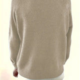 Sloane | Women's Long Sleeve V Neck Relaxed Fit Jumper - Khaki
