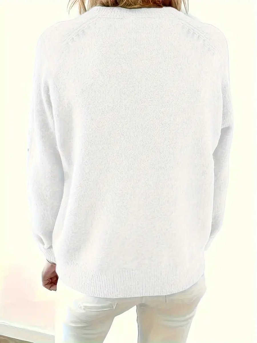 Sloane | Women's Long Sleeve V Neck Relaxed Fit Jumper - White