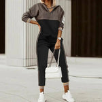 Iris | Women's Hooded Oversized Half Zip Hoodie - Dark Grey