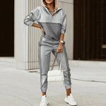 Iris | Women's Hooded Oversized Half Zip Hoodie - Grey