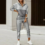 Iris | Women's Hooded Oversized Half Zip Hoodie - Grey