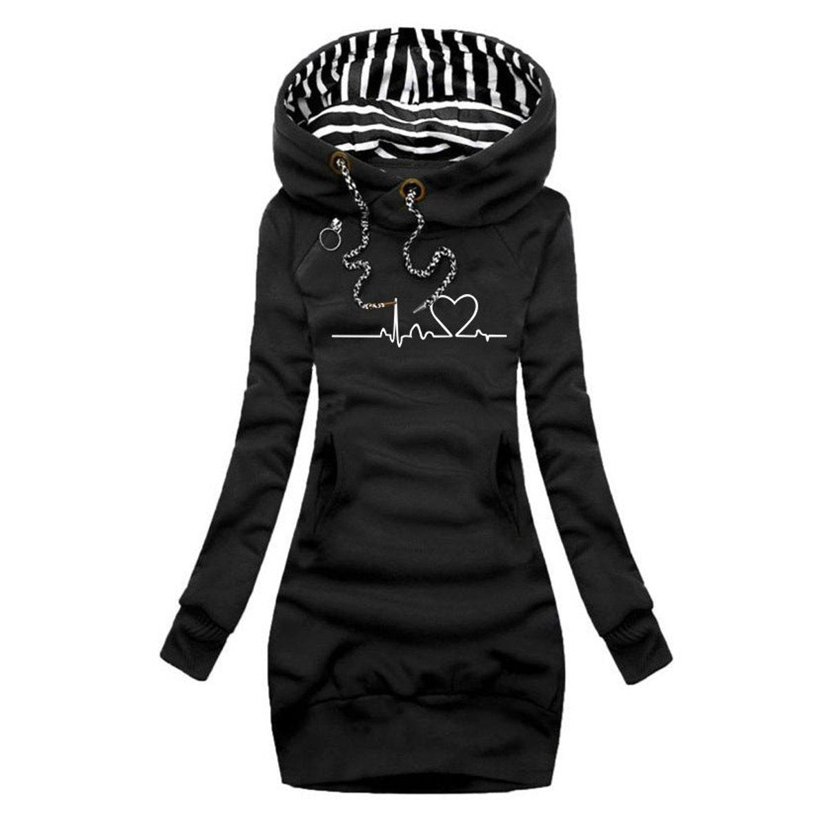Poppy | Women's Hooded Long Sleeve Jumper - Black