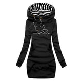 Poppy | Women's Hooded Long Sleeve Jumper - Black