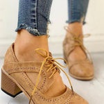 Zinnia | Women's Block Heel T Bar Brogue Shoes
