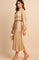 Leona | Women's Long Sleeve Satin Mock Neck Midi Dress - Apricot
