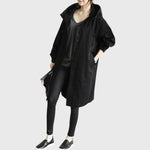 Ruth | Women's Hooded Waterproof Oversized Trench Coat - Black