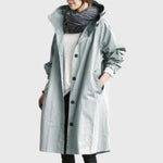 Ruth | Women's Hooded Waterproof Oversized Trench Coat - Light Blue