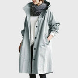 Ruth | Women's Hooded Waterproof Oversized Trench Coat - Light Blue