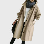 Ruth | Women's Hooded Waterproof Oversized Trench Coat - Brown