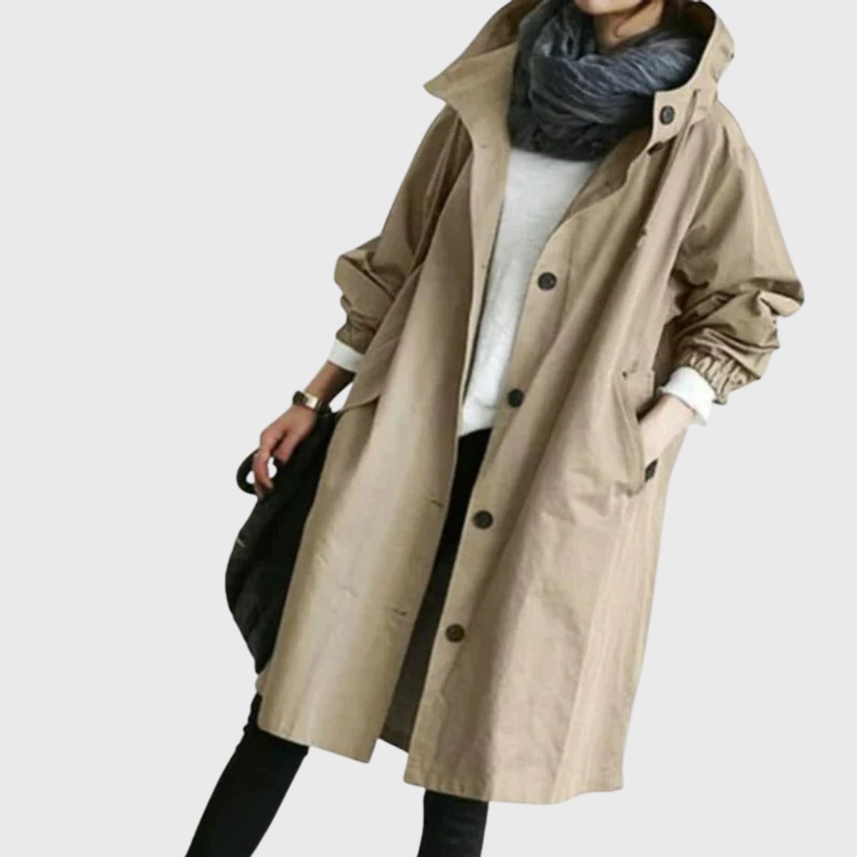 Ruth | Women's Hooded Waterproof Oversized Trench Coat - Brown