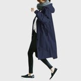Ruth | Women's Hooded Waterproof Oversized Trench Coat - Blue