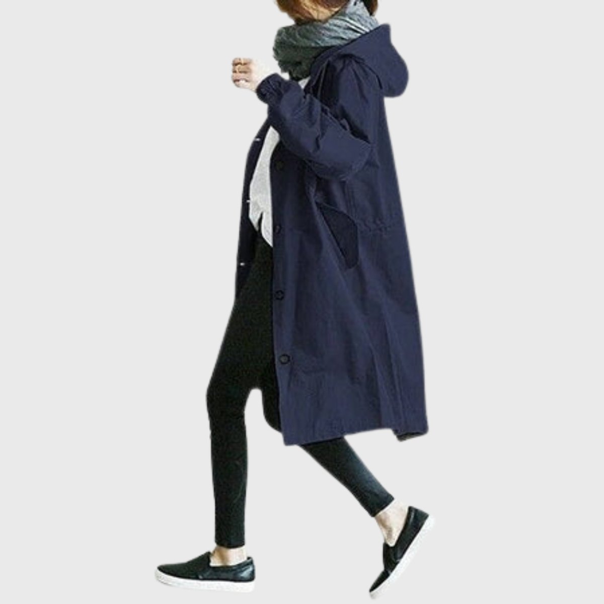 Ruth | Women's Hooded Waterproof Oversized Trench Coat - Blue