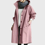 Ruth | Women's Hooded Waterproof Oversized Trench Coat - Pink