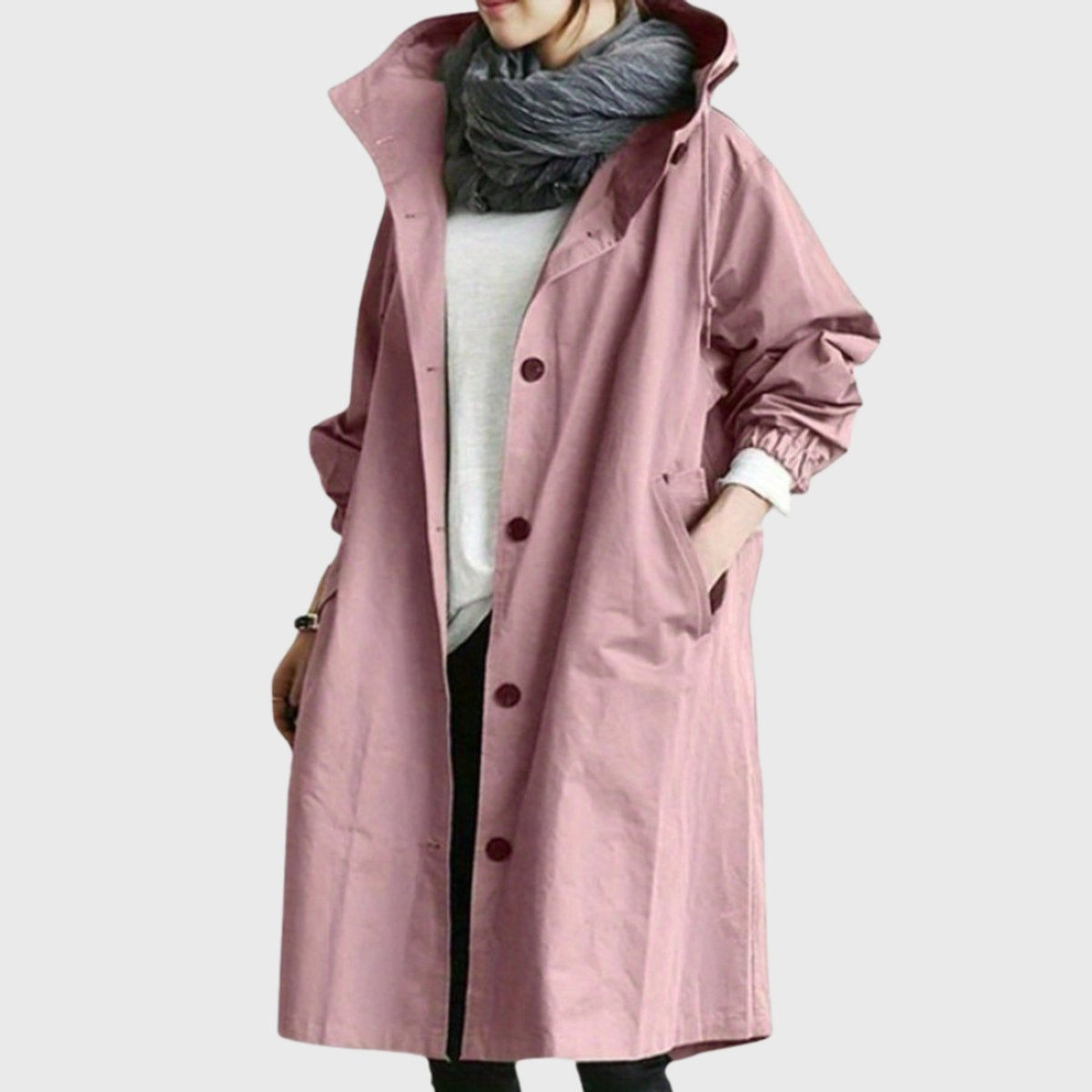 Ruth | Women's Hooded Waterproof Oversized Trench Coat - Pink