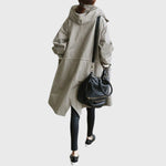 Ruth | Women's Hooded Waterproof Oversized Trench Coat - Grey
