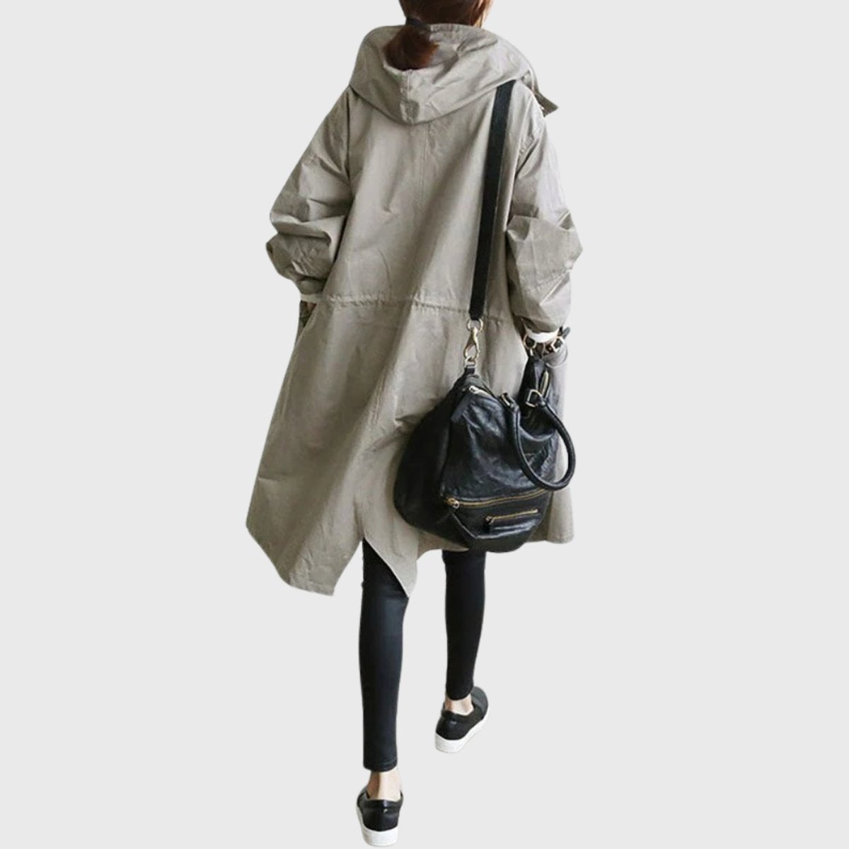 Ruth | Women's Hooded Waterproof Oversized Trench Coat - Grey