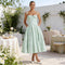 Vera | Women's Ruched Corset Midi Cocktail Dress - Mint Green