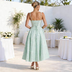 Vera | Women's Ruched Corset Midi Cocktail Dress