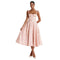 Vera | Women's Ruched Corset Midi Cocktail Dress - Pink