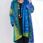 Jessica | Women's Open Front Longline Boho Cardigan - Blue