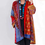 Jessica | Women's Open Front Longline Boho Cardigan - Red
