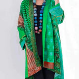 Jessica | Women's Open Front Longline Boho Cardigan - Green