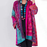 Jessica | Women's Open Front Longline Boho Cardigan - Pink