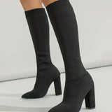 Emilia | Women's Block Heel Knee High Sock Boots