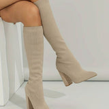 Emilia | Women's Block Heel Knee High Sock Boots