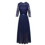 Ethel | Women's Three Quarter Sleeve Maxi Dress - Blue