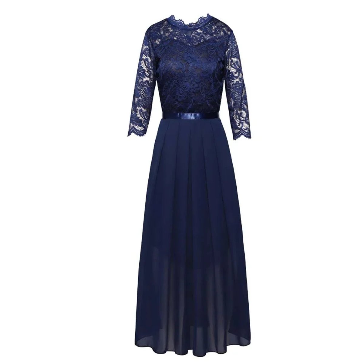 Ethel | Women's Three Quarter Sleeve Maxi Dress - Blue