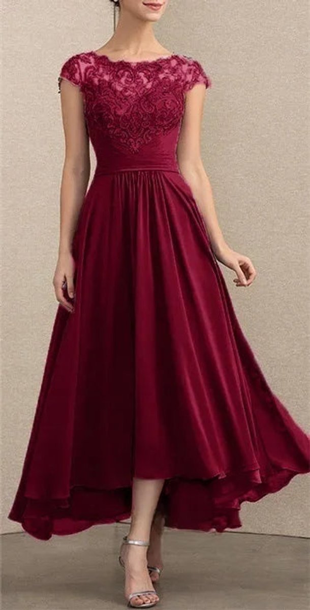 Genevieve | Women's Chiffon Maxi Dress - Burgundy
