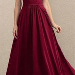 Genevieve | Women's Chiffon Maxi Dress - Burgundy