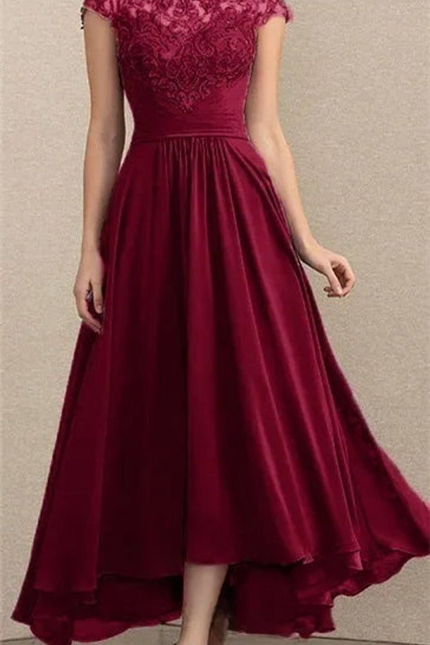 Genevieve | Women's Chiffon Maxi Dress - Burgundy