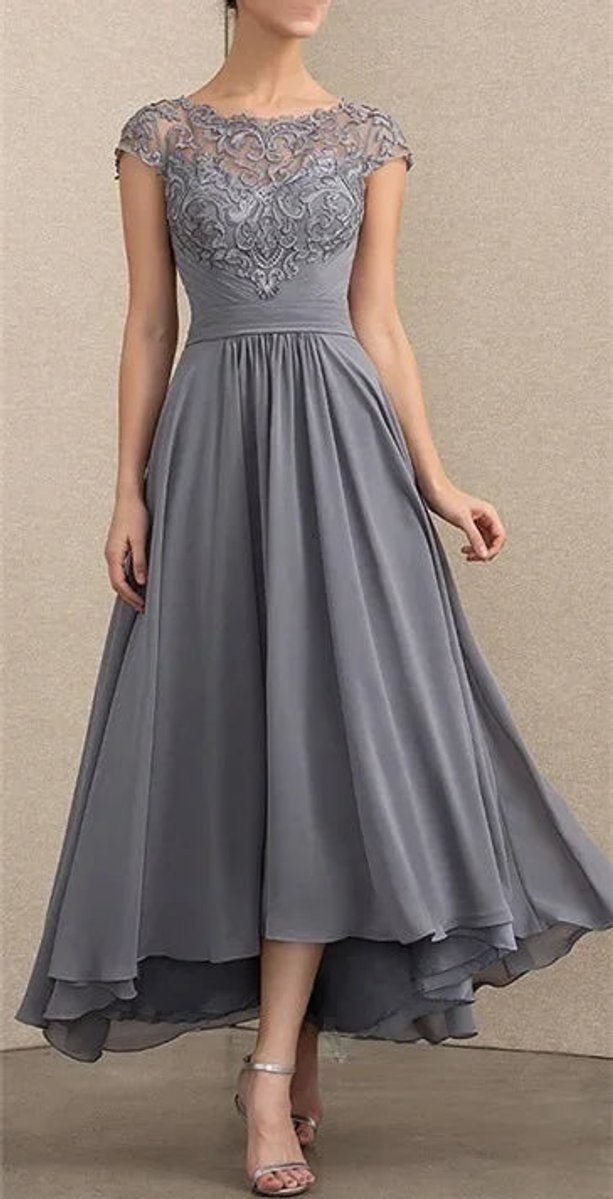 Genevieve | Women's Chiffon Maxi Dress - Grey