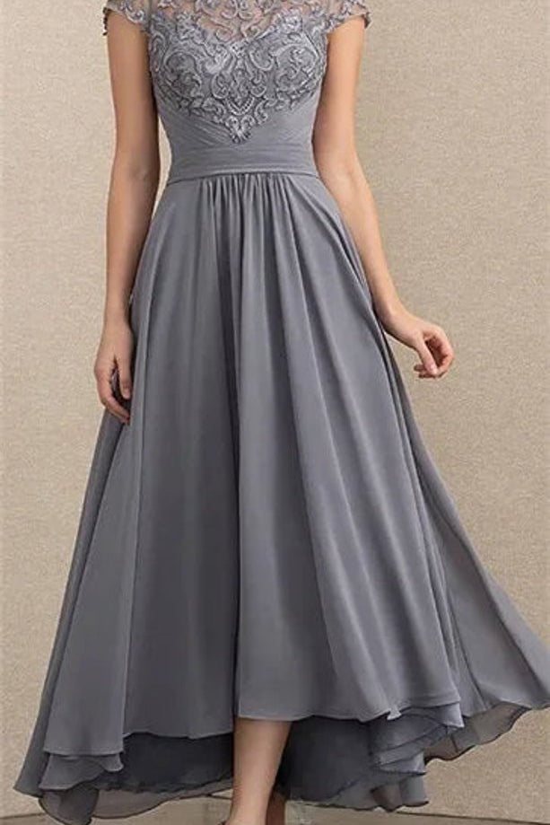 Genevieve | Women's Chiffon Maxi Dress - Grey