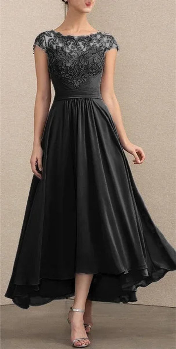 Genevieve | Women's Chiffon Maxi Dress - Black