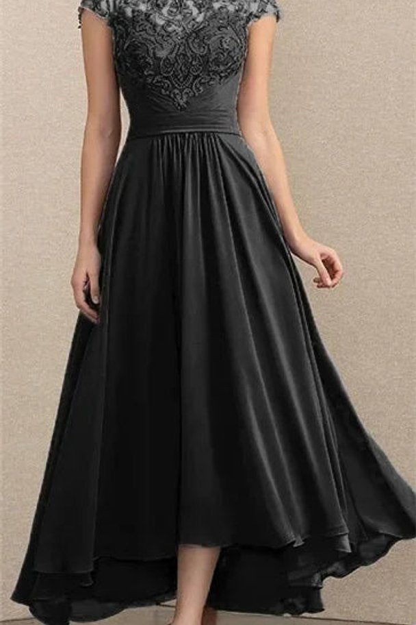 Genevieve | Women's Chiffon Maxi Dress - Black