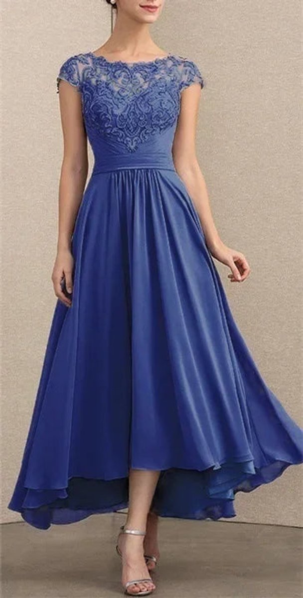 Genevieve | Women's Chiffon Maxi Dress - Blue