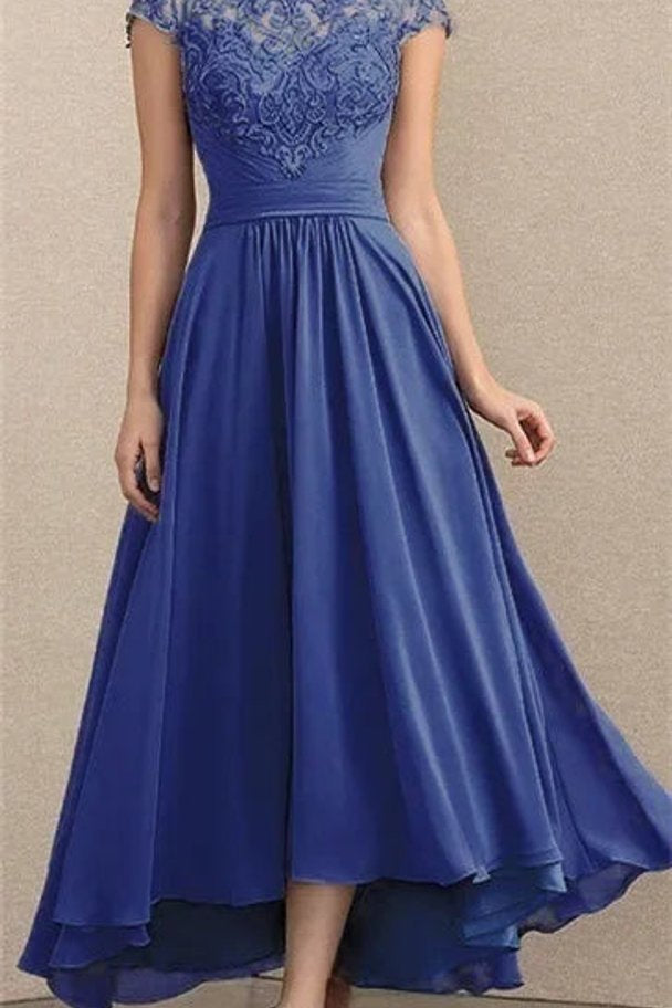 Genevieve | Women's Chiffon Maxi Dress - Blue