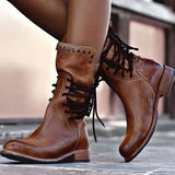 Cassie | Women's Block Heel Leather Look Ankle Boots