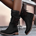 Cassie | Women's Block Heel Leather Look Ankle Boots
