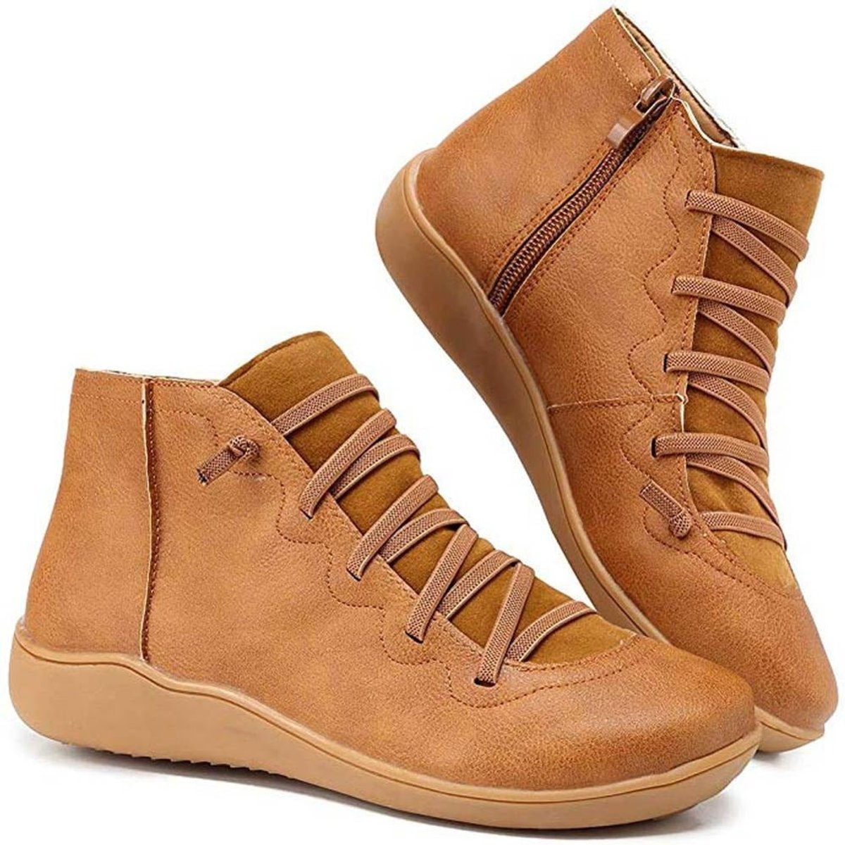 Candida | Women's Side Zip Leather Look Ankle Boots