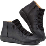 Candida | Women's Side Zip Leather Look Ankle Boots - Black