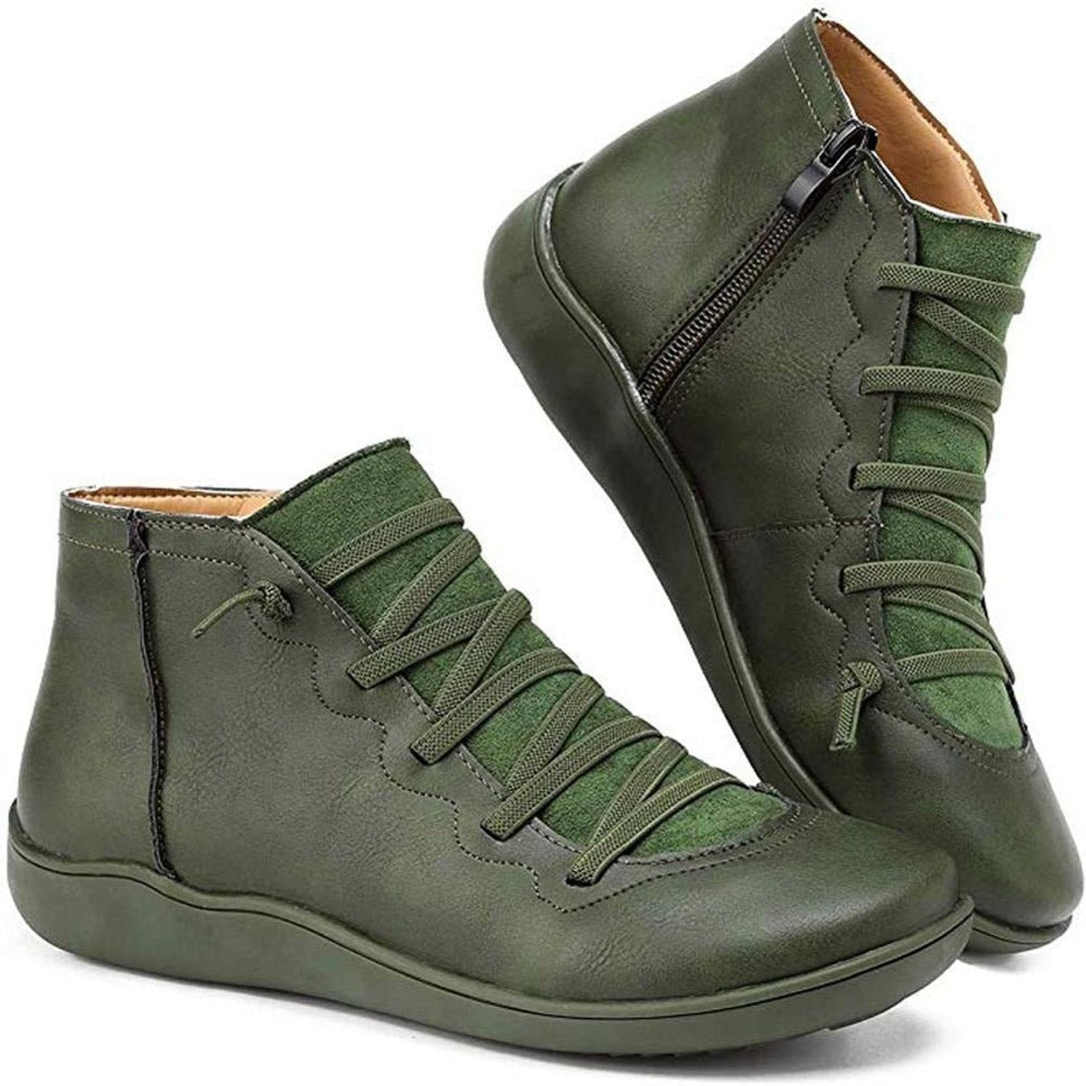 Candida | Women's Side Zip Leather Look Ankle Boots