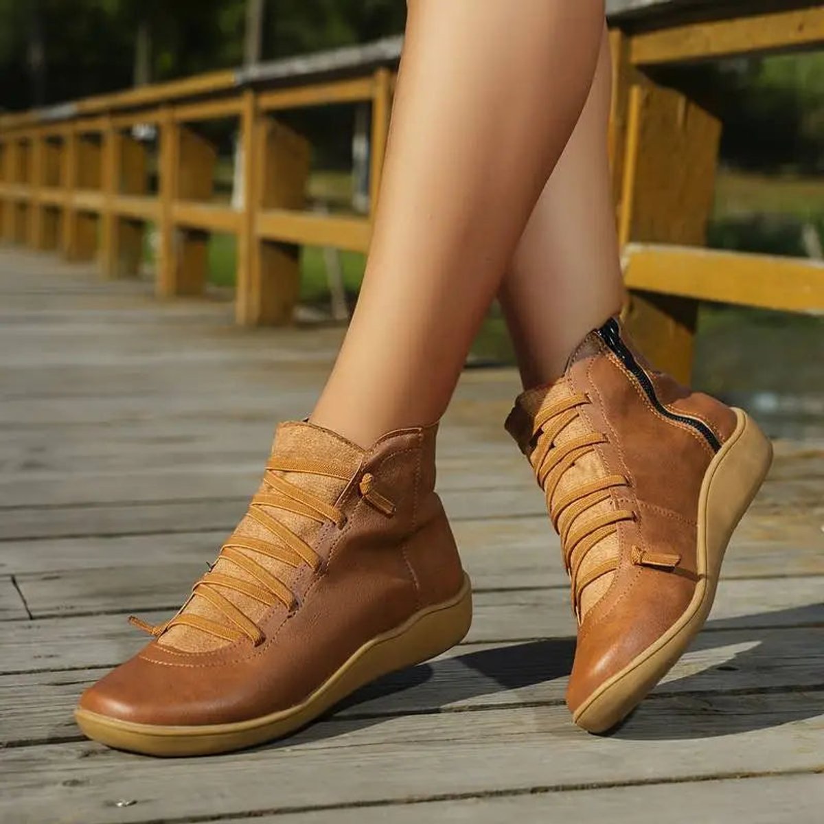Candida | Women's Side Zip Leather Look Ankle Boots