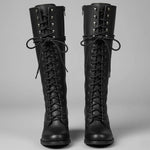 Celia | Women's Block Heel Studded Knee-High Boots - Black