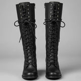 Celia | Women's Block Heel Studded Knee-High Boots - Black