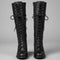 Celia | Women's Block Heel Studded Knee-High Boots - Black